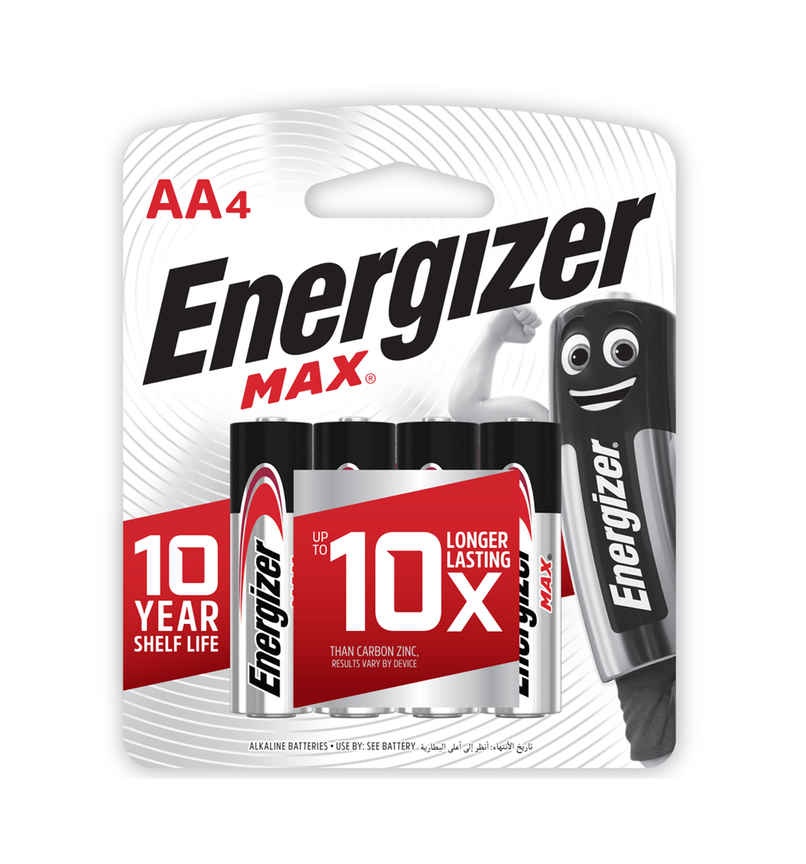 Energizer Max Alkaline Batteries - AA (Pack Of 4)